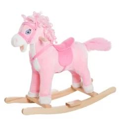 Qaba Kids Ride On Rocking Horse Toddler Plush Toy With Realistic Sounds And Swinging Tail For 3 Years Old Children -Qaba GUEST 0145c760 d11d 4a6c abd0 43c490878a12