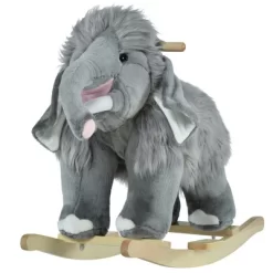 Qaba Kids Ride-On Rocking Horse Toy Mammoth Style Rocker With Fun Music & Soft Plush Fabric For Children 18-36 Months -Qaba GUEST 0c4ea07a cab4 49ec 8a6a 8fc2429064e4