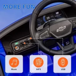 Qaba 12V Chevrolet Silverado EV RST Licensed Kids Electric Car With Parent Remote Control, Spring Suspension, Soft Start, Auxiliary Wheels, Blue -Qaba GUEST 0d2c7403 ee81 4a2e b155 831080524ada