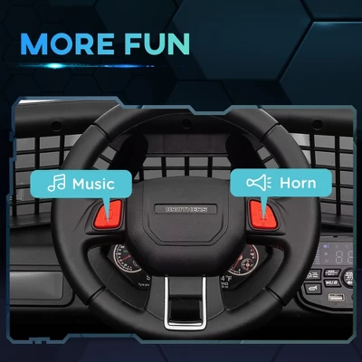 Qaba 12V Ride On Car, Ride On Truck, Battery Powered Toy Car With Remote, 4 Suspension Wheels, 3 MPH Max Speeds, Music, Horn & Lights, Black 4 Qaba 12V Ride On Car, Ride On Truck, Battery Powered Toy Car With Remote, 4 Suspension Wheels, 3 MPH Max Speeds, Music, Horn & Lights, Black - Image 4