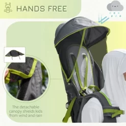 Qaba Baby Backpack Carrier For Hiking With Detachable Canopy, Foldable Child Carrier With Adjustable Waist Belt, Storage Pockets, For 6-36 Months -Qaba GUEST 10298301 3e16 48d6 8fc1 293515054c2a