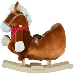 Qaba Kids Ride-On Rocking Horse Toy Rocker With Fun Song Music & Soft Plush Fabric For Children 18-36 Months -Qaba GUEST 1112fd6e bed7 4c60 b45c 62cf071b49c0