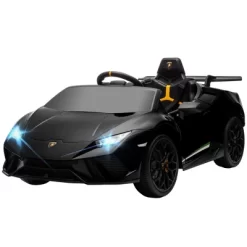 Qaba 12V Lamborghini Huracan Licensed Kids Electric Car With Parent Remote Control, Spring Suspension, Transport Wheel, Soft Start, LED Lights, Black -Qaba GUEST 1376959f 00ce 41e1 bebe cb89e25e69b8