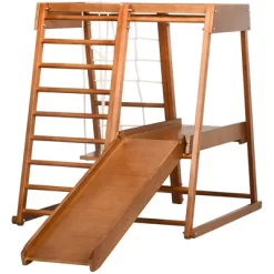 Qaba 6-in-1 Indoor Jungle Gym Playground With Slide, Climbing Wall, Rope Climber, Monkey Bars, Swing, Toddler Climbing Toys For 3-10 Years Old, Wood -Qaba GUEST 18d59c0a 7abc 4ae0 aba8 f17a99fca1b0