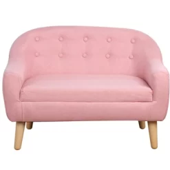 Qaba 2-Seat Kids Sofa Linen Fabric And Wooden Frame Sofa For Kids And Toddlers Ages 3-7, 11" High Seat -Qaba GUEST 1902418f 7215 49f2 95f4 69fc409ae81f