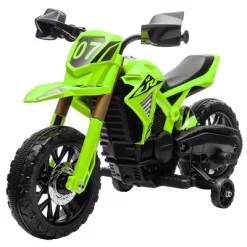 Qaba Kids Motorcycle, 6V Battery Powered Dirt Bike With Training Wheels, Horn & Start Sound, Electric Motorcycle For Kids 3-8 Years, Green -Qaba GUEST 1eaebb27 3ebc 45d1 8e13 401caa93470b