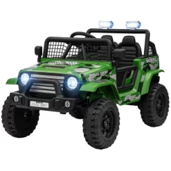 Qaba 12V Ride On Car, Ride On Truck, Battery Powered Toy Car With Remote, 4 Suspension Wheels, 3 MPH Max Speeds, Music, Horn & Lights, Green -Qaba GUEST 214393c5 491b 4faa aadb 8ff8d4efb816
