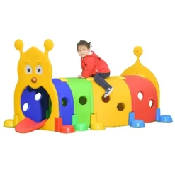 Qaba Kids Caterpillar Tunnel Outdoor Indoor Climb-N-Crawl Play Equipment For 3-6 Years Old, 6 Sections, For Daycare, Preschool, Playground -Qaba GUEST 27437e09 32ba 446e abe1 8026bfa19493