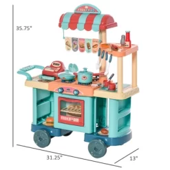 Qaba Kids Kitchen Food Stand With Play Food, Money, Cash Register, Accessories Ages 3- 6 -Qaba GUEST 2e1b078c 339a 434e b54d 93a167fe0e47