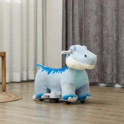 Qaba 6V Battery Powered Kids Electric Ride On Animal Toy With Music Forward, Foot Pedal For Girls Boys Aged 18-36 Months