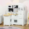 Qaba Large Play Kitchen With Full Set Of Appliances For A Modern Day Pretend Kitchen, Tons Of Storage, Corner Play Kitchen Set With Sound Effect, Educational Pretend Role Playset Game