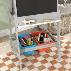 Qaba Easel For Kids, Art Easel With Paper Roll, Double Sided Whiteboard & Chalkboard With Painting Paper Stand, 2 Storage Boxes -Qaba GUEST 3898e396 0b29 4b5e a472 bc76f23aa198