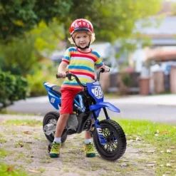 Qaba Kids Motorcycle With Twist Grip Throttle, 12V Electric Motorcycle With Training Wheels, Rear Suspension, Music For Aged 3-6 Years