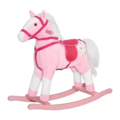 Qaba Kids Plush Toy Rocking Horse Pony Toddler Ride On Animal For Girls Pink Birthday Gifts With Realistic Sounds -Qaba GUEST 3cdbe411 7f15 4ee5 bd67 9bcfb7c25a97