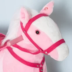 Qaba Kids Plush Toy Rocking Horse Pony Toddler Ride On Animal For Girls Pink Birthday Gifts With Realistic Sounds -Qaba GUEST 3e4c50a6 47bf 4a5c b582 1e914e0f5562