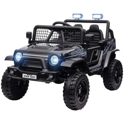 Qaba 12V Ride On Car, Ride On Truck, Battery Powered Toy Car With Remote, 4 Suspension Wheels, 3 MPH Max Speeds, Music, Horn & Lights, Black 3 Qaba 12V Ride On Car, Ride On Truck, Battery Powered Toy Car With Remote, 4 Suspension Wheels, 3 MPH Max Speeds, Music, Horn & Lights, Black - Image 3