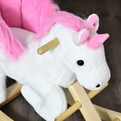 Qaba Kids Rocking Horse, Wooden Plush Ride-On Unicorn Chair Toy With Lullby Song For 18-36 Months Children -Qaba GUEST 3fb3c7ed 5ff9 4ef9 b5ee 30e13d3a706e