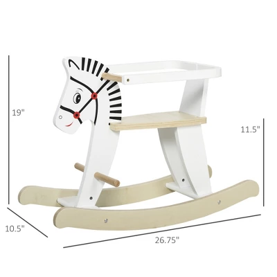 Qaba Wooden Rocking Horse Toddler Baby Ride-on Toys For Kids 3-6 Years With Classic Design & Wood Safety Bar White 4 Qaba Wooden Rocking Horse Toddler Baby Ride-on Toys For Kids 3-6 Years With Classic Design & Wood Safety Bar White - Image 4