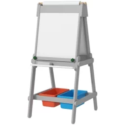 Qaba Easel For Kids, Art Easel With Paper Roll, Double Sided Whiteboard & Chalkboard With Painting Paper Stand, 2 Storage Boxes -Qaba GUEST 42a36776 4495 485a 9d64 0883bfcc84bf