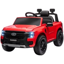 Qaba Ford Ranger Licensed 12V Kids Ride On Car, Kids Electric Car With Remote, Spring Suspension, Toy Storage, LED Headlights, Music Horn, Red -Qaba GUEST 42a579ef 87ab 4cc7 995f 9ed81f51b945