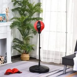Qaba Boxing Bag Set With Height Adjustable Stand Punching Bag, Included Boxing Gloves, & Fillable Base For Children