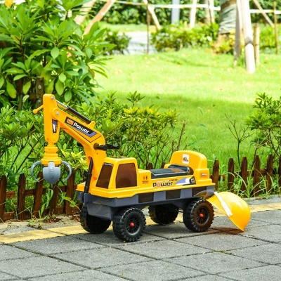 Qaba No Power Construction Ride On Toy Construction Truck, Multi-functional Excavator Digger With Workable Digging Bucket, Yellow 2 Qaba No Power Construction Ride On Toy Construction Truck, Multi-functional Excavator Digger With Workable Digging Bucket, Yellow - Image 2