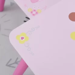 Qaba 3-Piece Kids Wooden Table And Chair Set With Crown Pattern Gift For Girls Toddlers Arts Reading Writing Age 2-4 Years Pink -Qaba GUEST 4652ec1a f121 41de 8bb8 d8f9bca85811