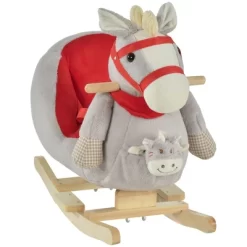 Qaba Kids Ride-On Rocking Horse Toy Rocker With Fun Song Music & Soft Plush Fabric For Children 18-36 Months -Qaba GUEST 4b38ded6 0ea9 4fa9 bce4 11aa1ddf7022