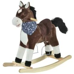 Qaba Kids Plush Ride-On Rocking Horse Toy Cowboy Rocker With Fun Realistic Sounds For Child 3-6 Years Old -Qaba GUEST 52fbedc8 15ff 42f7 90d9 05641d4fa418