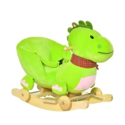 Qaba Baby Rocking Horse Kids Interactive 2-in-1 Plush Ride-On Toys Stroller Rocking Dinosaur With Wheels And Nursery Song -Qaba GUEST 574b690d 4293 424a 80fb 362d21a2802f