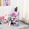 Qaba Kids Wooden Multi-Level Dream House Villa Kit With Furniture And Accessories
