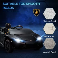 Qaba 12V Lamborghini Huracan Licensed Kids Electric Car With Parent Remote Control, Spring Suspension, Transport Wheel, Soft Start, LED Lights, Black -Qaba GUEST 65554476 0912 4051 8b37 4c46c86b5822