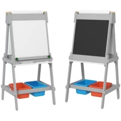 Qaba Easel For Kids, Art Easel With Paper Roll, Double Sided Whiteboard & Chalkboard With Painting Paper Stand, 2 Storage Boxes -Qaba GUEST 6acbc302 6584 444f 9084 2d51b0f6b1c6