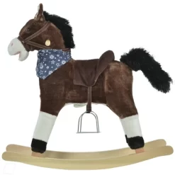Qaba Kids Plush Ride-On Rocking Horse Toy Cowboy Rocker With Fun Realistic Sounds For Child 3-6 Years Old -Qaba GUEST 6af9102b 3414 405d 90dc d2ec4b3b9f20