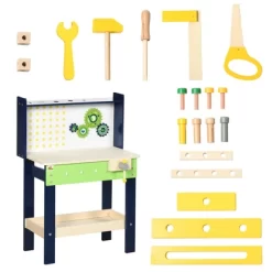 Qaba Wooden Kids Tool Bench With 27 Piece Tool Kit, Construction Work Shop Toy For Toddlers & Ages 3-6, Kids Workbench Playset Gift For Girls And Boys -Qaba GUEST 6b6fbd09 df2c 48c2 aaa0 72423b657014
