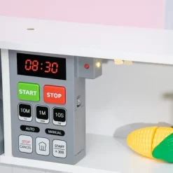 Qaba Wooden Play Kitchen With Realistic Lights And Sounds, Height-Adjustable Kids Kitchen Playset With Microwave, Range Hood, White -Qaba GUEST 6bf67a1f 3fb1 4b1b 8ae6 c544bac49355