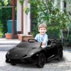 Qaba 12V Lamborghini Huracan Licensed Kids Electric Car With Parent Remote Control, Spring Suspension, Transport Wheel, Soft Start, LED Lights, Black