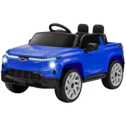 Qaba 12V Chevrolet Silverado EV RST Licensed Kids Electric Car With Parent Remote Control, Spring Suspension, Soft Start, Auxiliary Wheels, Blue -Qaba GUEST 71a4b9df 01b4 4a23 a92e b25111f23483