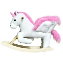 Qaba Kids Rocking Horse, Wooden Plush Ride-On Unicorn Chair Toy With Lullby Song For 18-36 Months Children -Qaba GUEST 773a01d1 b839 401f bf75 7e04b91c5a86