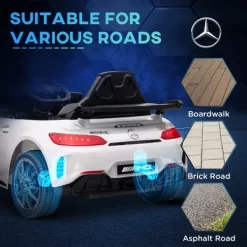 Qaba Mercedes-Benz AMG GTR Licensed 12V Kids Ride On Car With Remote Control, Soft Start, LED Lights, Music Horn & 3 Speeds For 3-6 Years, White -Qaba GUEST 78ea1d15 ef82 4409 b0d0 054cf73346d8