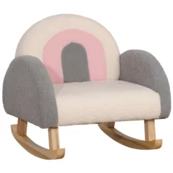 Qaba Kids Sofa, Rocking Toddler Sofa Chair With Solid Wooden Frame, Faux Lamb Fleece Fabric For Nursery, Kindergarten, Playroom, Bedroom -Qaba GUEST 798ee29a 0be1 45a0 9b95 29078c1fed5a