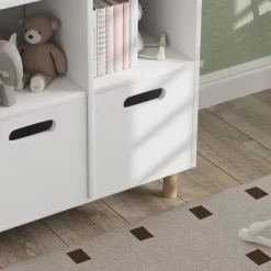 Qaba Kids Bookshelf, 3 Tier Kids Bookcase With Two Drawers, Bookshelf For Kids Rooms, Bedroom, Nursery, White -Qaba GUEST 811a0eb1 7666 4c08 9a1f 2d583517a410