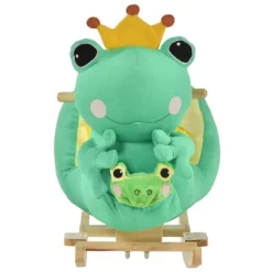 Qaba Kids Ride-On Rocking Horse Toy Frog Style Rocker With Fun Music, Seat Belt & Soft Plush Fabric Hand Puppet For Children 18-36 Months -Qaba GUEST 8291ee9e 1c9c 4cb8 bcaf 9369469908bd