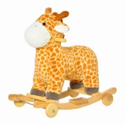 Qaba 2-in-1 Kids Plush Ride-On Rocking Horse Toy, Giraffe-shaped Plush Rocker With Realistic Sounds For Children 3 To 6 Years, Yellow -Qaba GUEST 888c6f27 d461 4bcb 9822 fbb66446a3d6