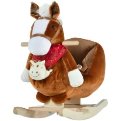 Qaba Kids Ride-On Rocking Horse Toy Rocker With Fun Song Music & Soft Plush Fabric For Children 18-36 Months -Qaba GUEST 8b088fc1 9119 42ec bca1 ed59d981c6be