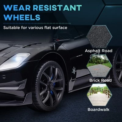 Qaba Maserati GT2 Licensed Ride On Car, 12V 3MPH Battery Powered Electric Car For Kids With Shock-Absorbers, Auxiliary Wheels, Remote, Horn, Black 5 Qaba Maserati GT2 Licensed Ride On Car, 12V 3MPH Battery Powered Electric Car For Kids With Shock-Absorbers, Auxiliary Wheels, Remote, Horn, Black - Image 5