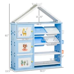 Qaba Kids Toy Storage Organizer With 4 Bins, Storage Cabinets, Bookshelf And 4-Layers Toy Collection Shelves -Qaba GUEST 8dba2ed2 8a87 4474 9aa1 194c4d856705