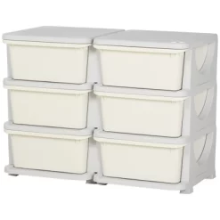 Qaba 3 Tier Kids Storage Unit With 6 Drawers Chest Toy Organizer Plastic Bins For Kids Bedroom Nursery Living Room For Boys Girls Toddlers, Cream -Qaba GUEST 8ecdd996 0d06 4701 8363 d626b2c625a2