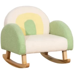 Qaba Kids Sofa, Rocking Toddler Sofa Chair With Solid Wooden Frame, Faux Lamb Fleece Fabric For Nursery, Kindergarten, Playroom, Bedroom -Qaba GUEST 9451a2a8 7354 4941 8c6e 2da5f2ae9dd4
