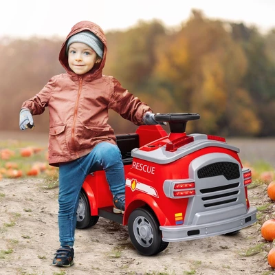 Qaba 12V Ride On Fire Truck, Battery Powered Electric Car For Kids With Siren, Flashing Lights Fire Extinguisher, Soft Start, Horn Music, Red 1 Qaba 12V Ride On Fire Truck, Battery Powered Electric Car For Kids With Siren, Flashing Lights Fire Extinguisher, Soft Start, Horn Music, Red